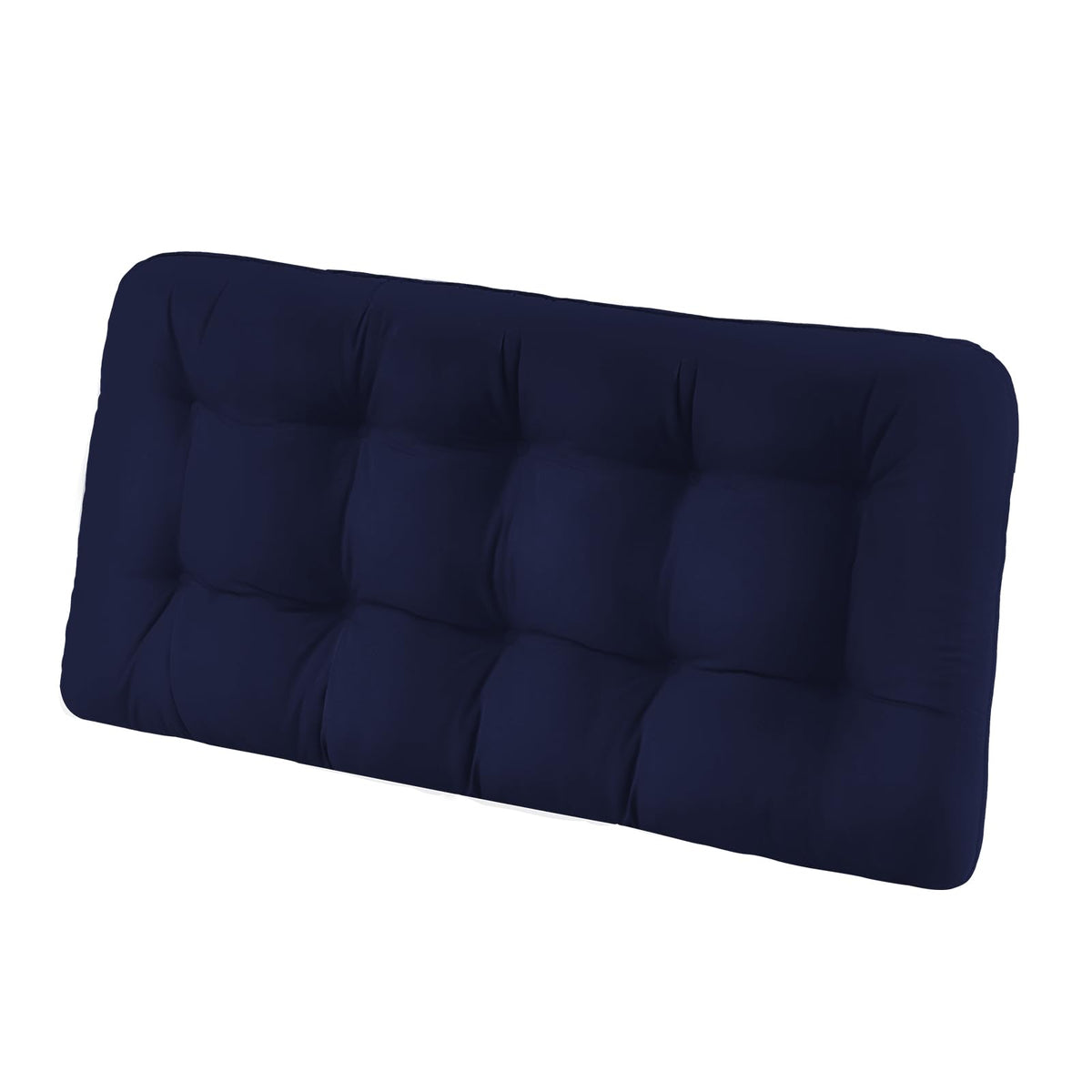 HOMELYSIAN navy 44x19 bench cushion on a patio bench with fade-resistant fabric.