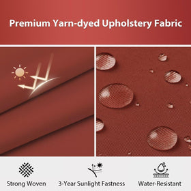 HOMELYSIAN brick red cushions close-up fabric shows durable, water-resistant material.