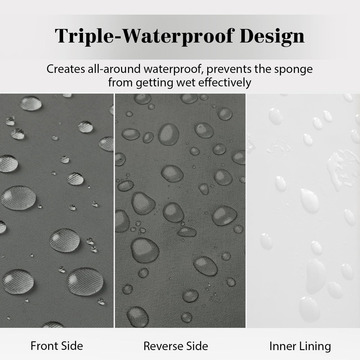 HOMELYSIAN triple-waterproof layer keeps cushions dry during light rain.