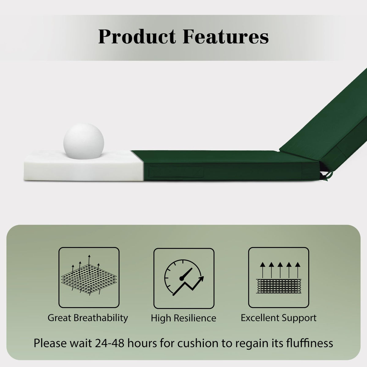 HOMELYSIAN cushions with ties and handles stay secure on chaise