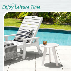 Homenjoy round table in outdoor use, weather-resistant for deck or porch.