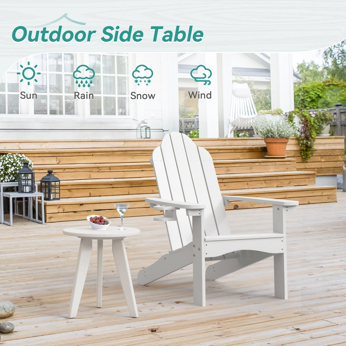 Homenjoy round table side view, showcasing compact footprint.