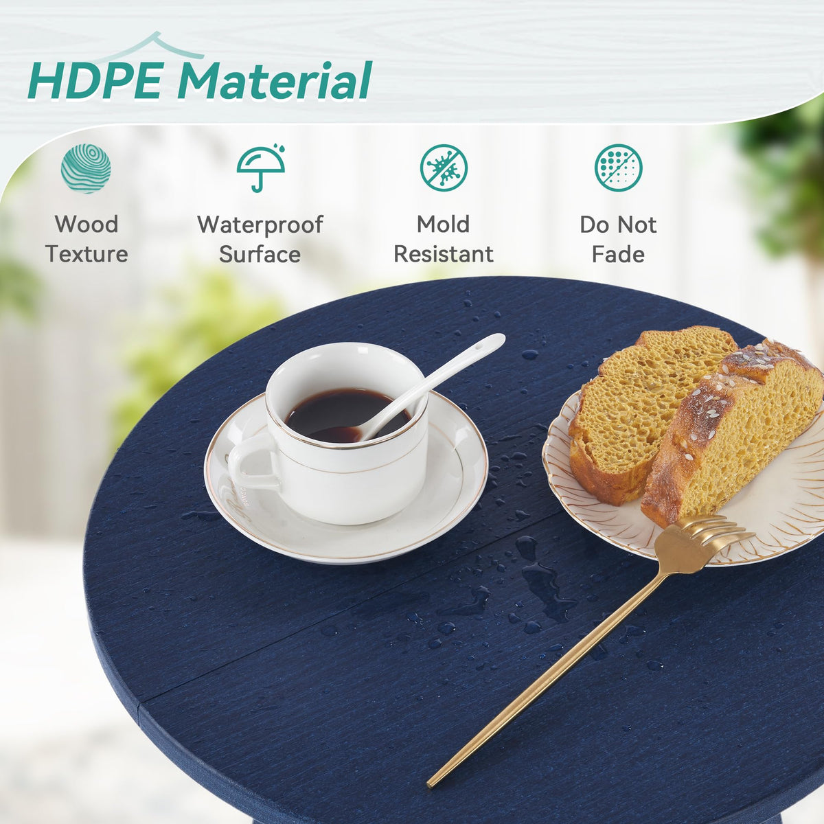Homenjoy HDPS side table ideal for patio, drinks, books.
