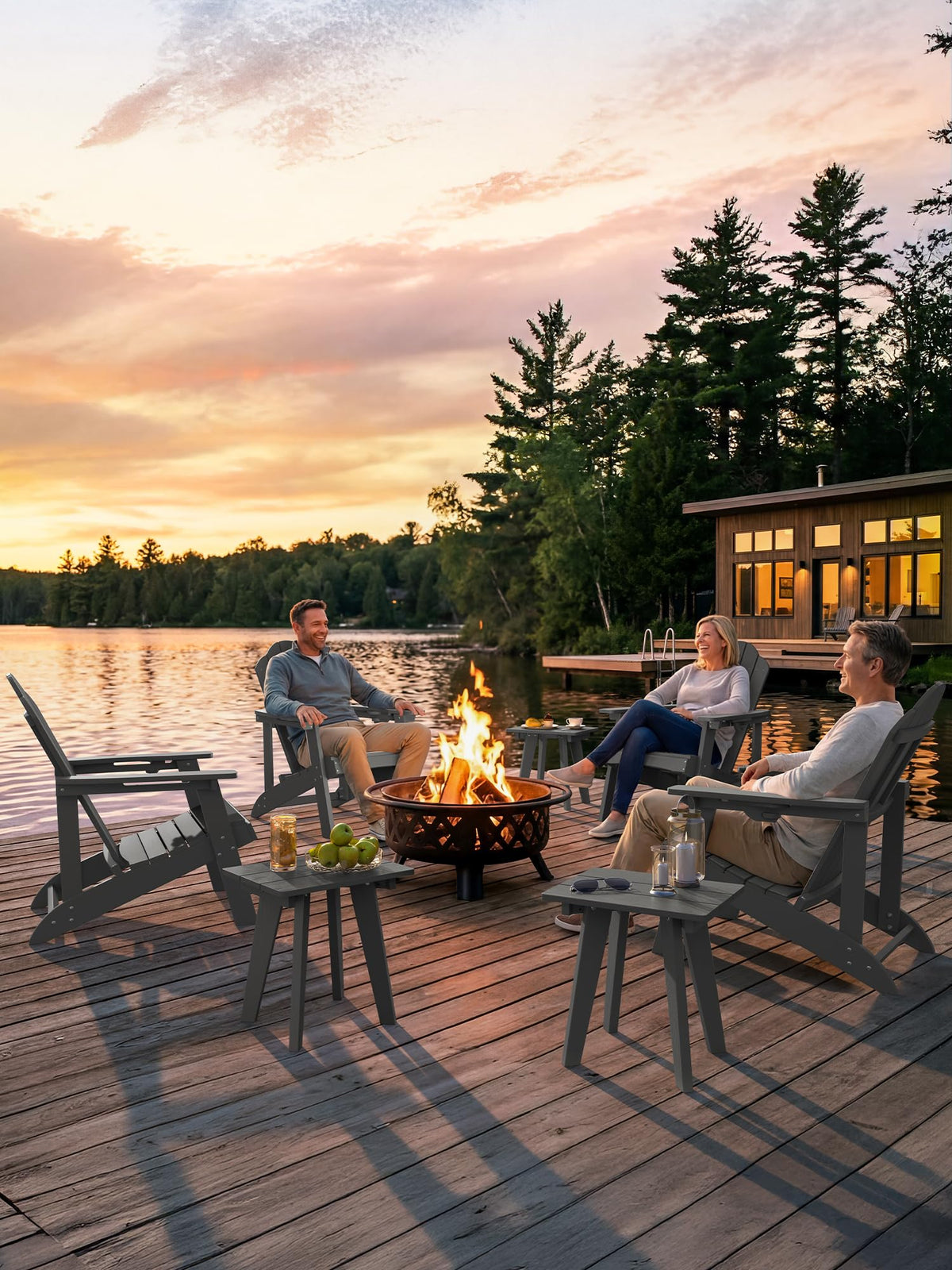 Homenjoy Outdoor Side Table compact footprint fits beside a chaise lounge.