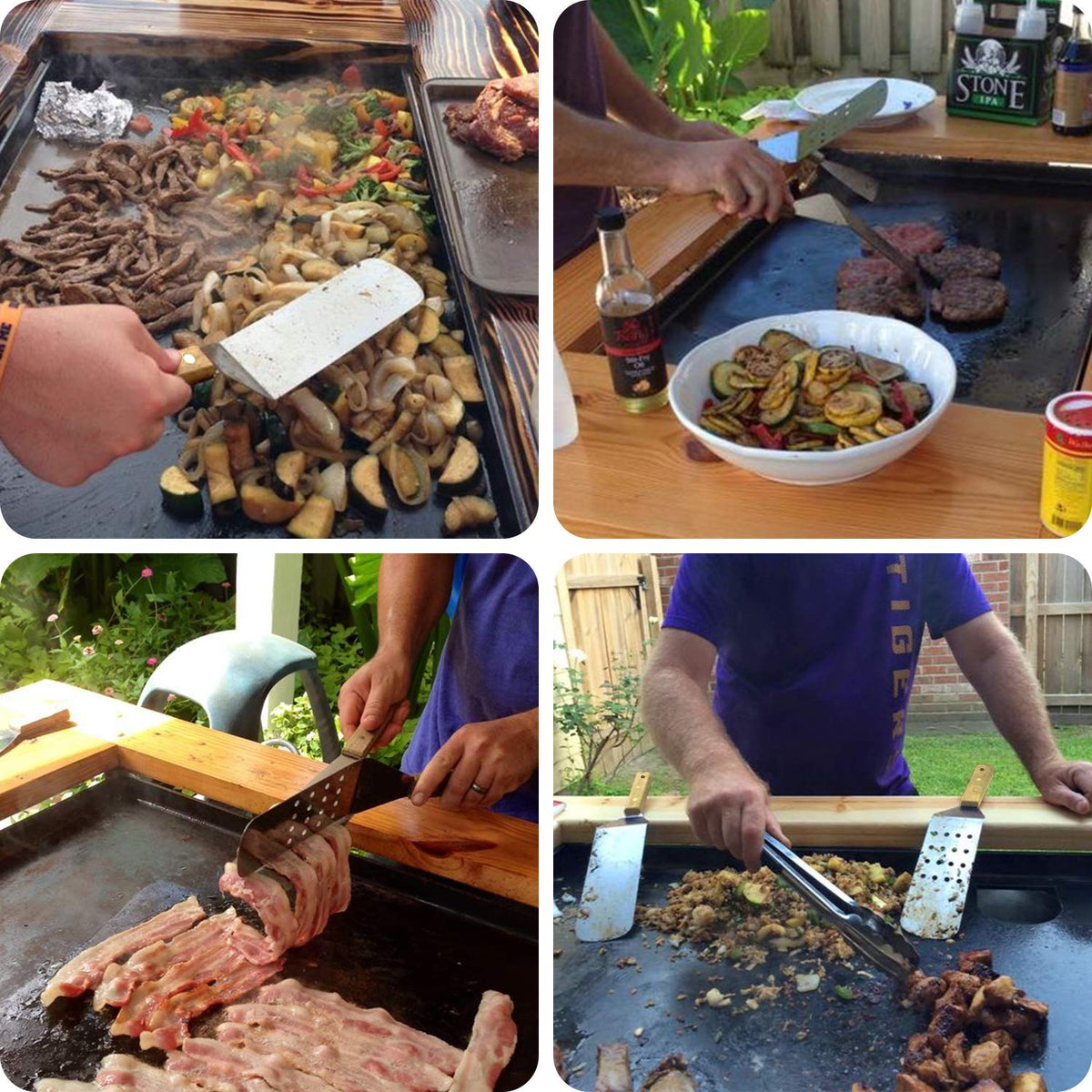 HOMENOTE griddle kit in use on a camping grill.