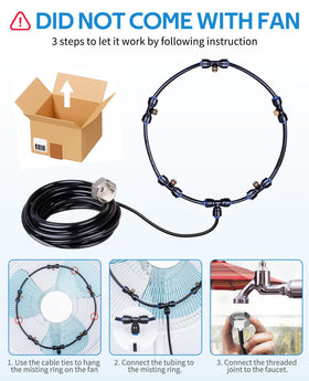 Homenote misting line 16.4ft extends coverage for even mist.