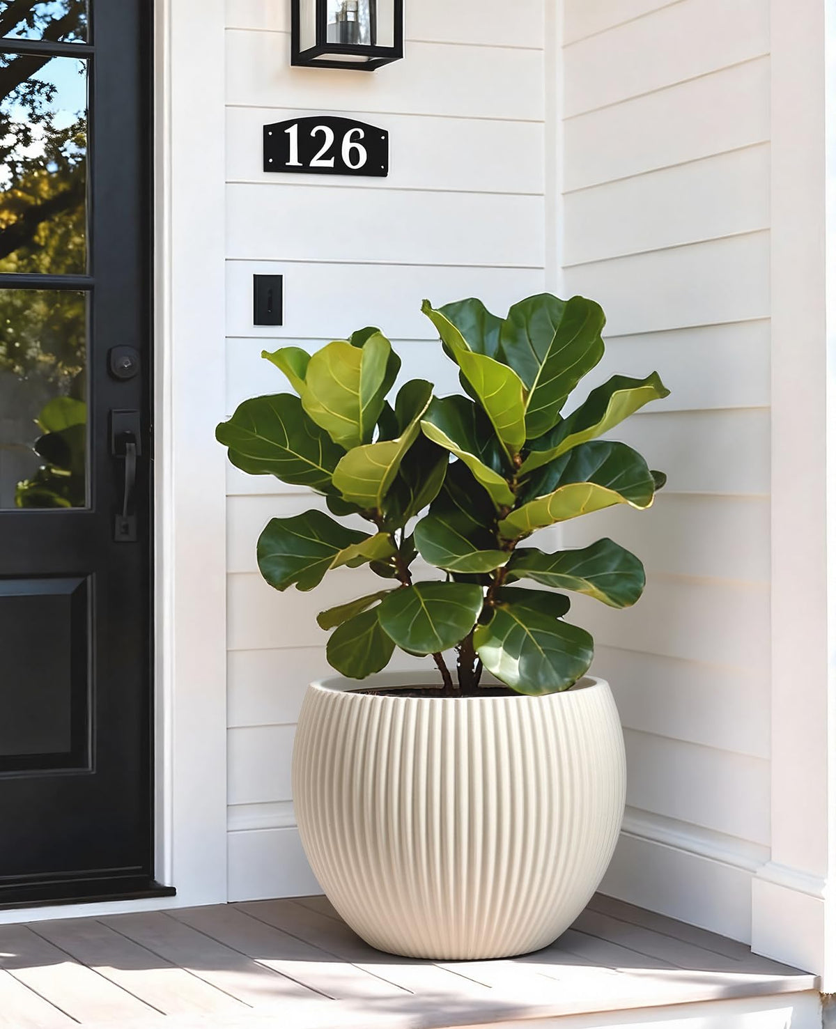 Homenote cream planter designed for outdoor porches, sturdy and weather-ready.