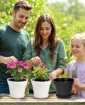 Homenote 6 inch white pot with removable tray for spill free use