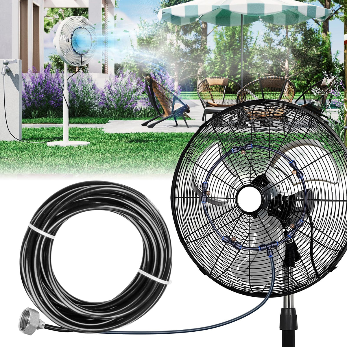 Homenote pre-assembled misting system ready for quick install.