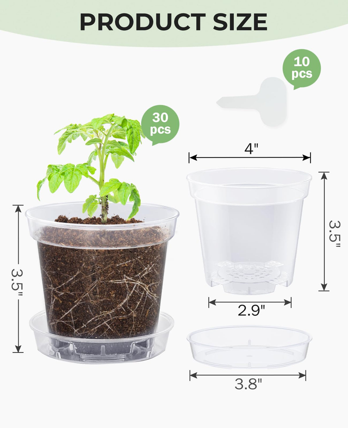 Homenote transparent root view pot lets you monitor moisture and roots.