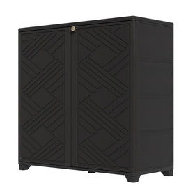 HOMSPARK storage cabinet with doors for outdoor use keeps tools organized