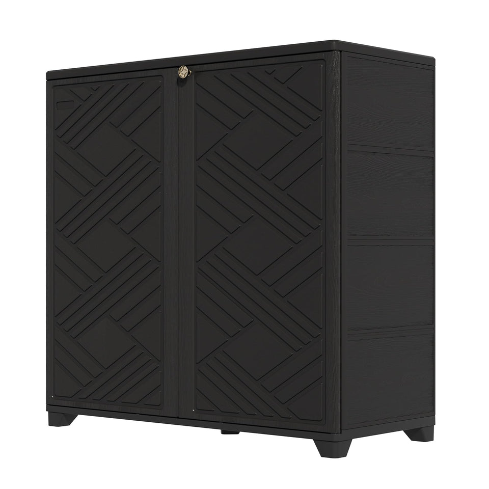 HOMSPARK storage cabinet with doors for outdoor use keeps tools organized
