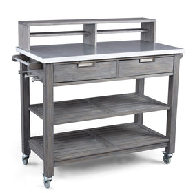 Homestyles Maho potting bench with galvanized steel top for outdoor durability