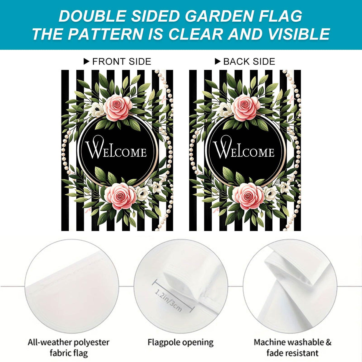 HOMETITUTE 12x18 outdoor flag fits most stands and porch displays