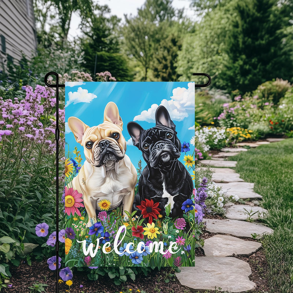 HOMETITUTE Durable outdoor polyester flag resists weather and fading.
