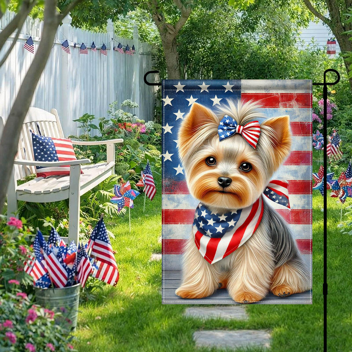 HOMETITUTE 4th of July flag, festive yard decor for lawn and entryways.