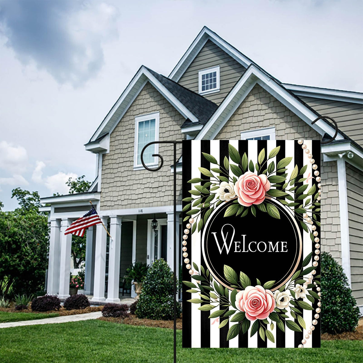 HOMETITUTE front yard flag for patios and garden paths