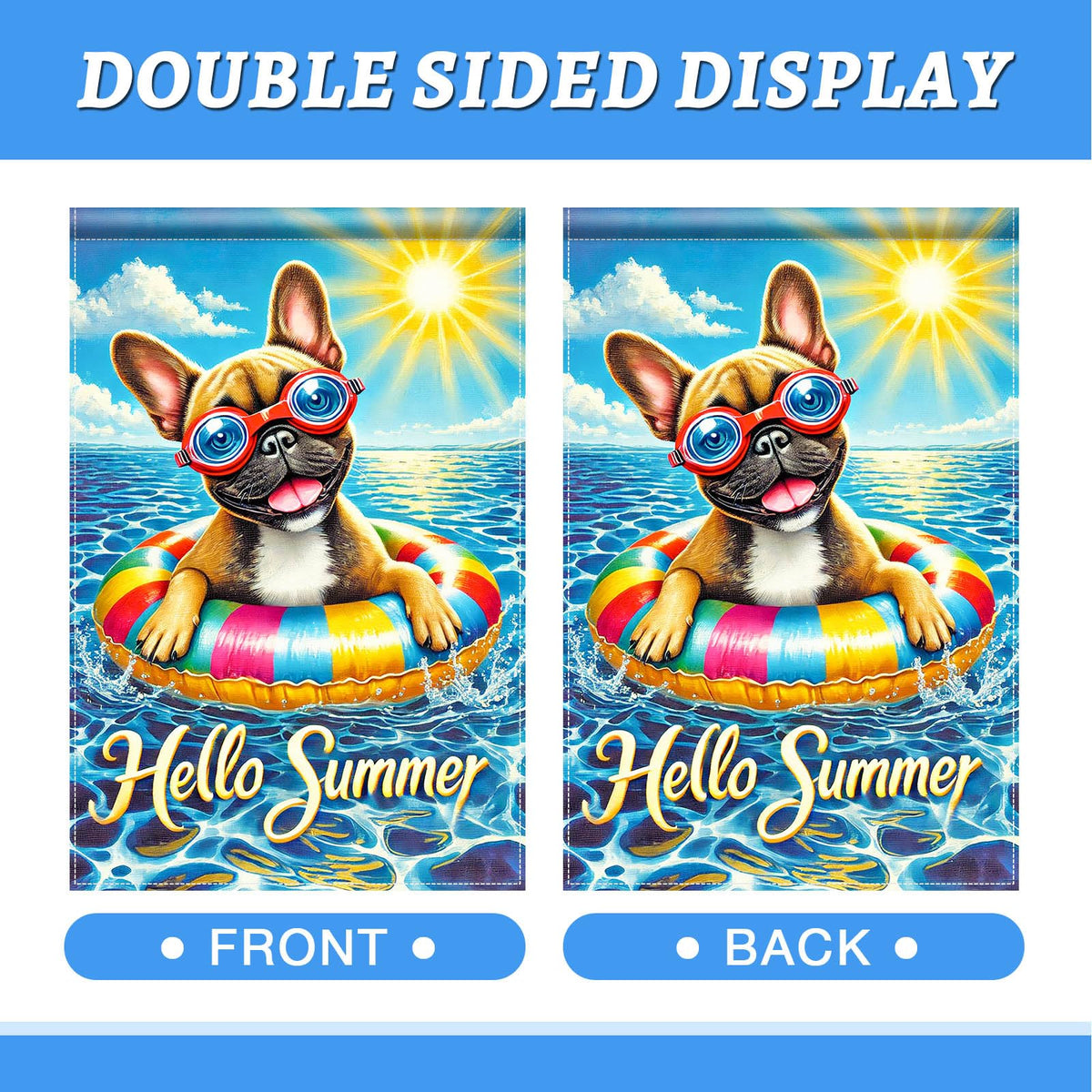HOMETITUTE Hello Summer flag beach ball scene for lively outdoor vibe
