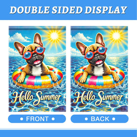 HOMETITUTE Hello Summer flag beach ball scene for lively outdoor vibe