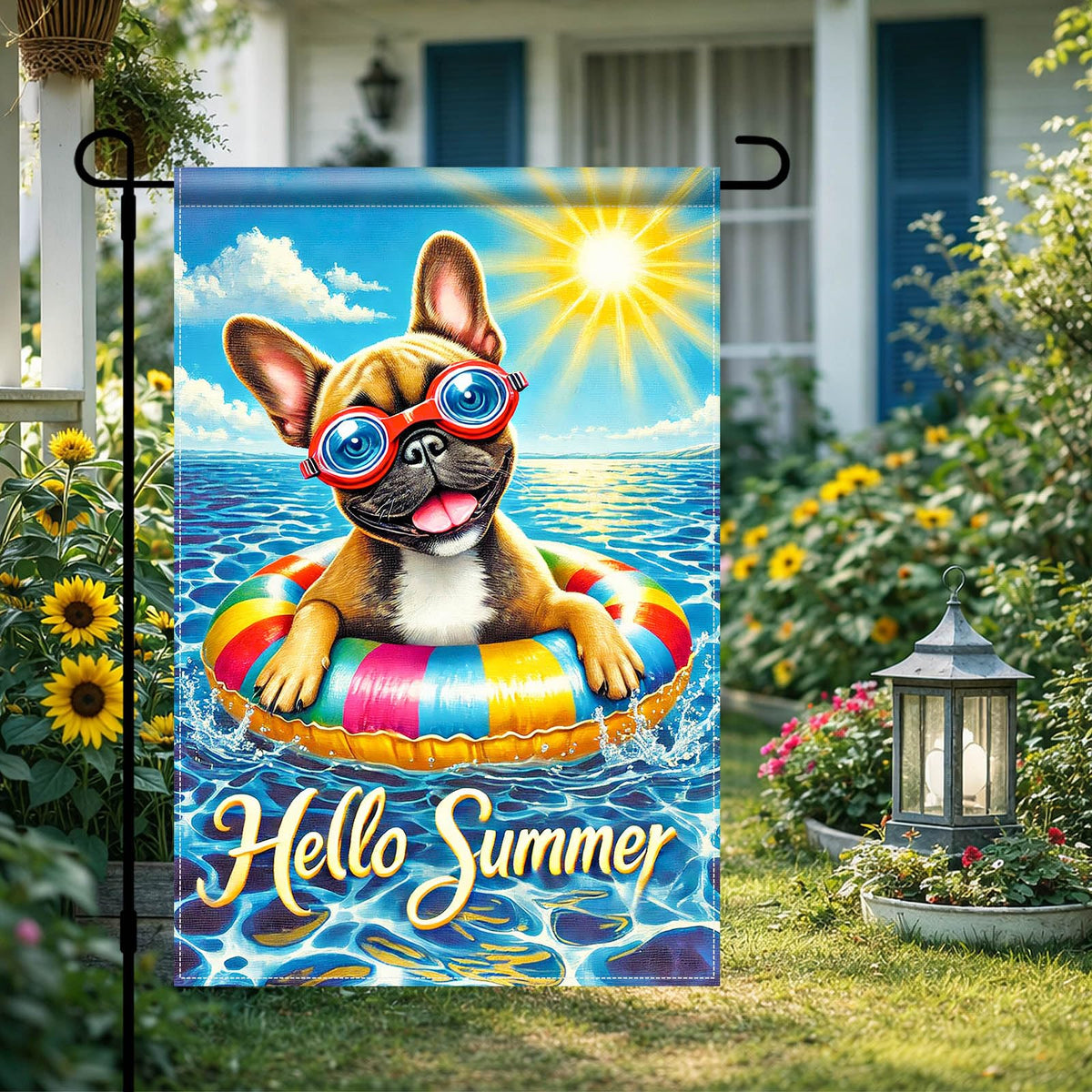 HOMETITUTE Hello Summer flag garden decor adds playful charm to yard