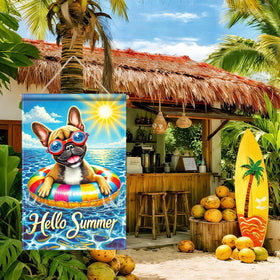 HOMETITUTE Hello Summer flag welcome message for outdoor spaces