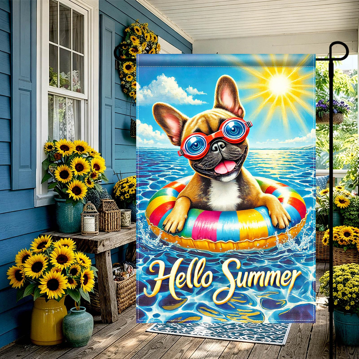 HOMETITUTE Hello Summer flag for patio and lawn display