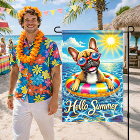 HOMETITUTE Hello Summer flag summer party motif for festive yards