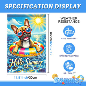 HOMETITUTE Hello Summer flag dog wearing sunglasses enhances yard decor