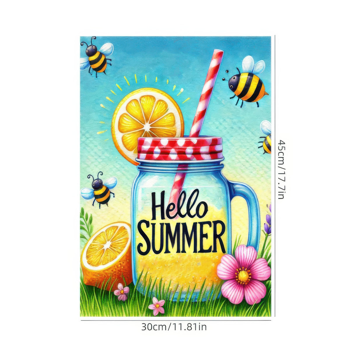 HOMETITUTE Hello Summer Mason Jar flag porch or balcony display idea