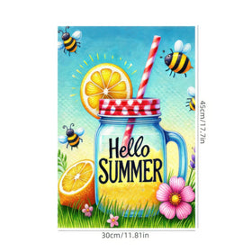 HOMETITUTE Hello Summer Mason Jar flag porch or balcony display idea