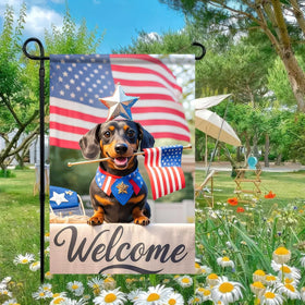 HOMETITUTE Independence Day garden flag brightens entryways with festive dog design
