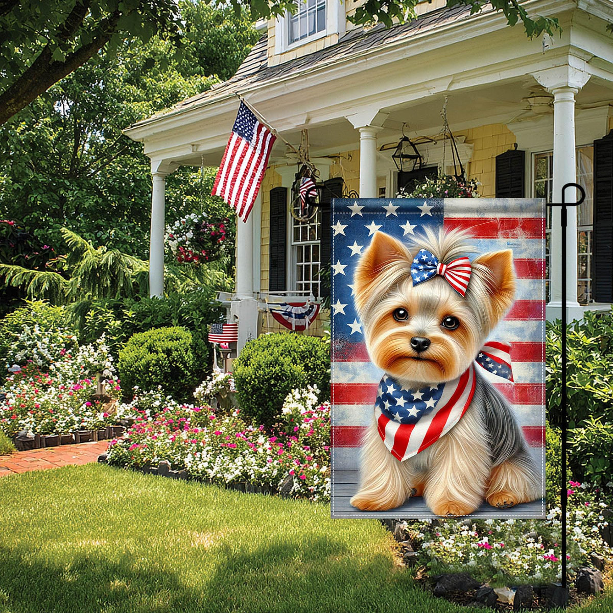 HOMETITUTE weather-resistant flag, outdoor use, withstands sun and rain for lasting color.