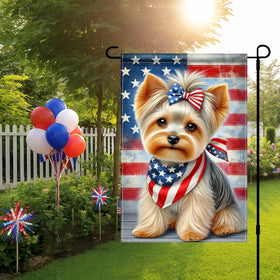 HOMETITUTE patriotic yorkie flag, versatile decoration for outdoor spaces.