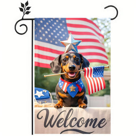 HOMETITUTE patriotic dachshund flag 12x18 inches enhances curb appeal outdoors