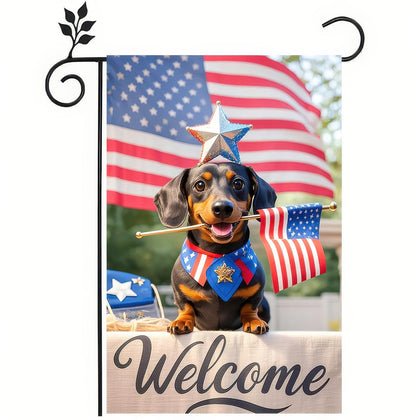 HOMETITUTE patriotic dachshund flag 12x18 inches enhances curb appeal outdoors