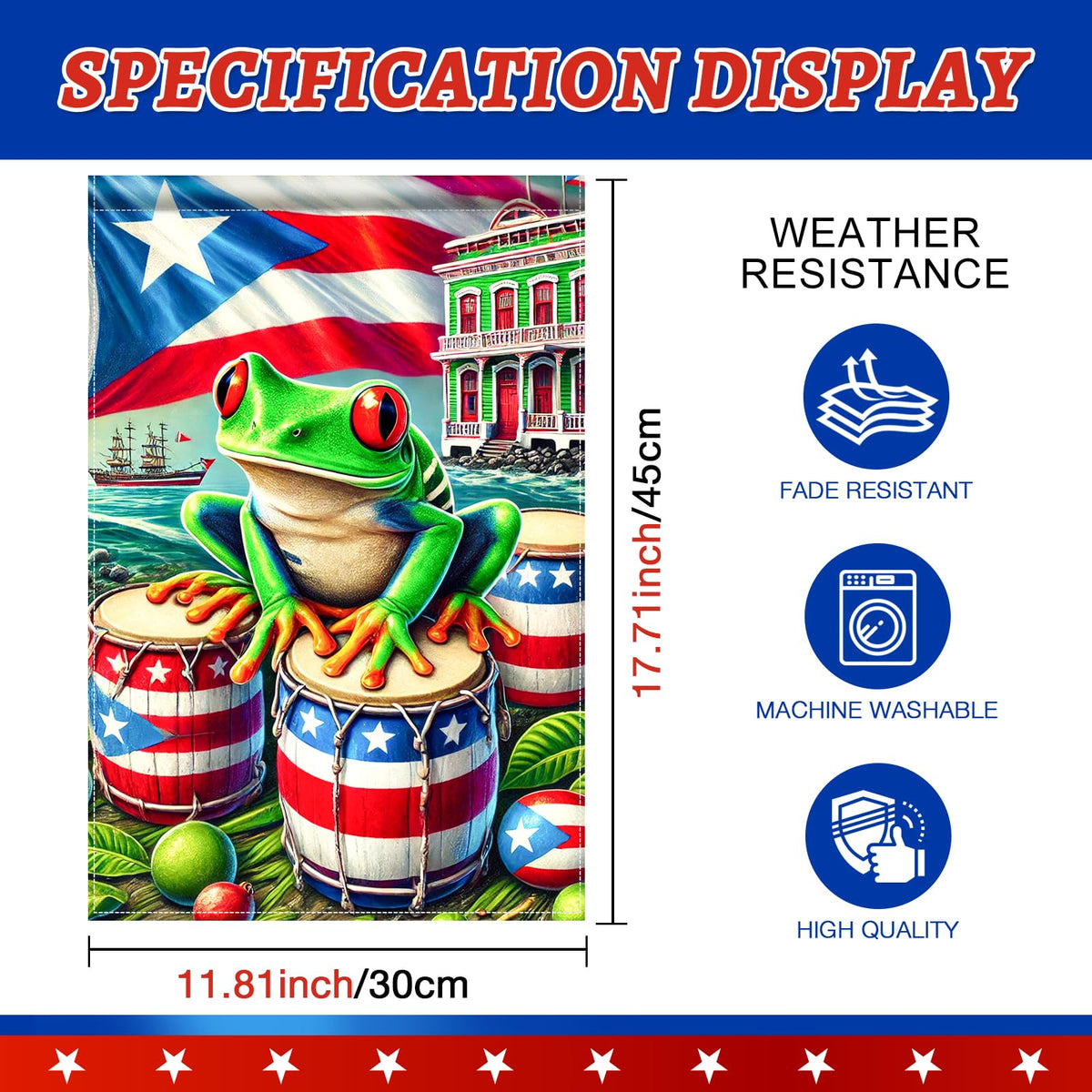 HOMETITUTE Puerto Rico festival decor flag brightens yards during events.