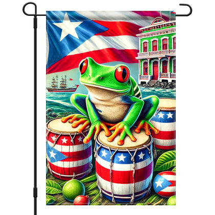 HOMETITUTE Coqui frog garden flag, double-sided for durable outdoor display.