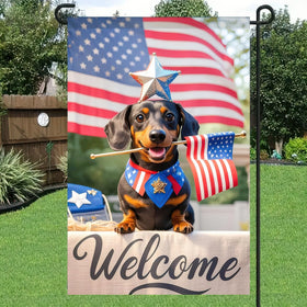 HOMETITUTE star-spangled hat dog flag ideal for porches and entryways