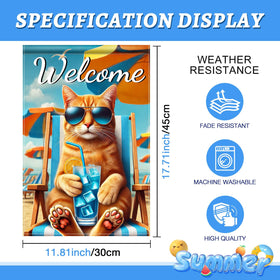 HOMETITUTE Summer beach cat banner boosts poolside charm and curb appeal.