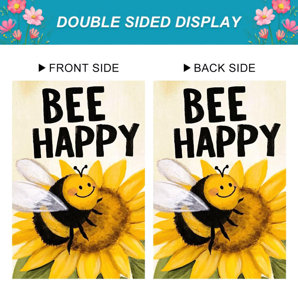 HOMETITUTE Sunflower close-up accents seasonal outdoor decor for welcoming guests.