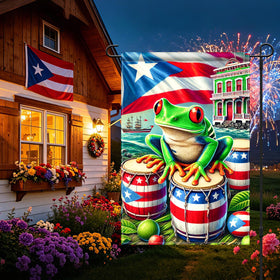 HOMETITUTE Bold colors and Puerto Rican imagery for garden decor.