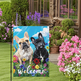 HOMETITUTE Welcome flag features blue sky and meadow to brighten porches.