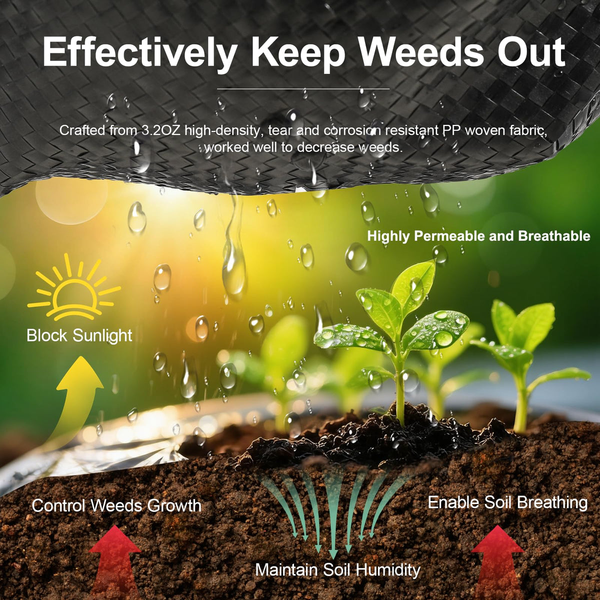 Homewarm heavy-duty weed control mat provides durable underlayment for gravel and mulch.