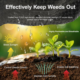 Homewarm heavy-duty weed control mat provides durable underlayment for gravel and mulch.