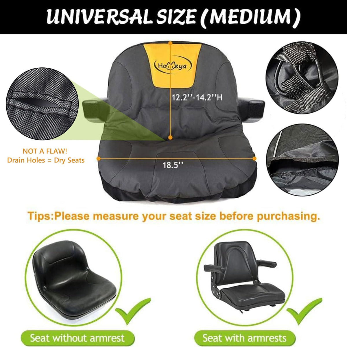 HOMEYA back-height range 12-14-2 inches fits arm tractors and mowers