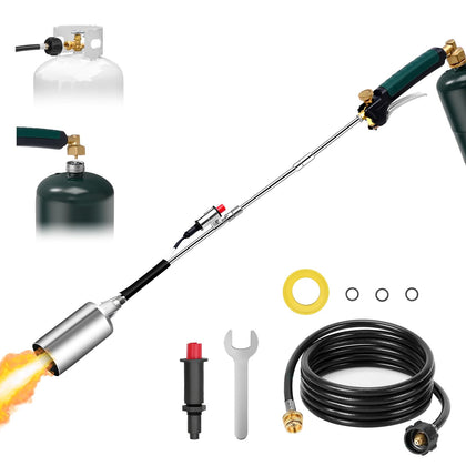HomeyVenture propane weed burner with 40-inch arm delivers extended reach for tall edging.