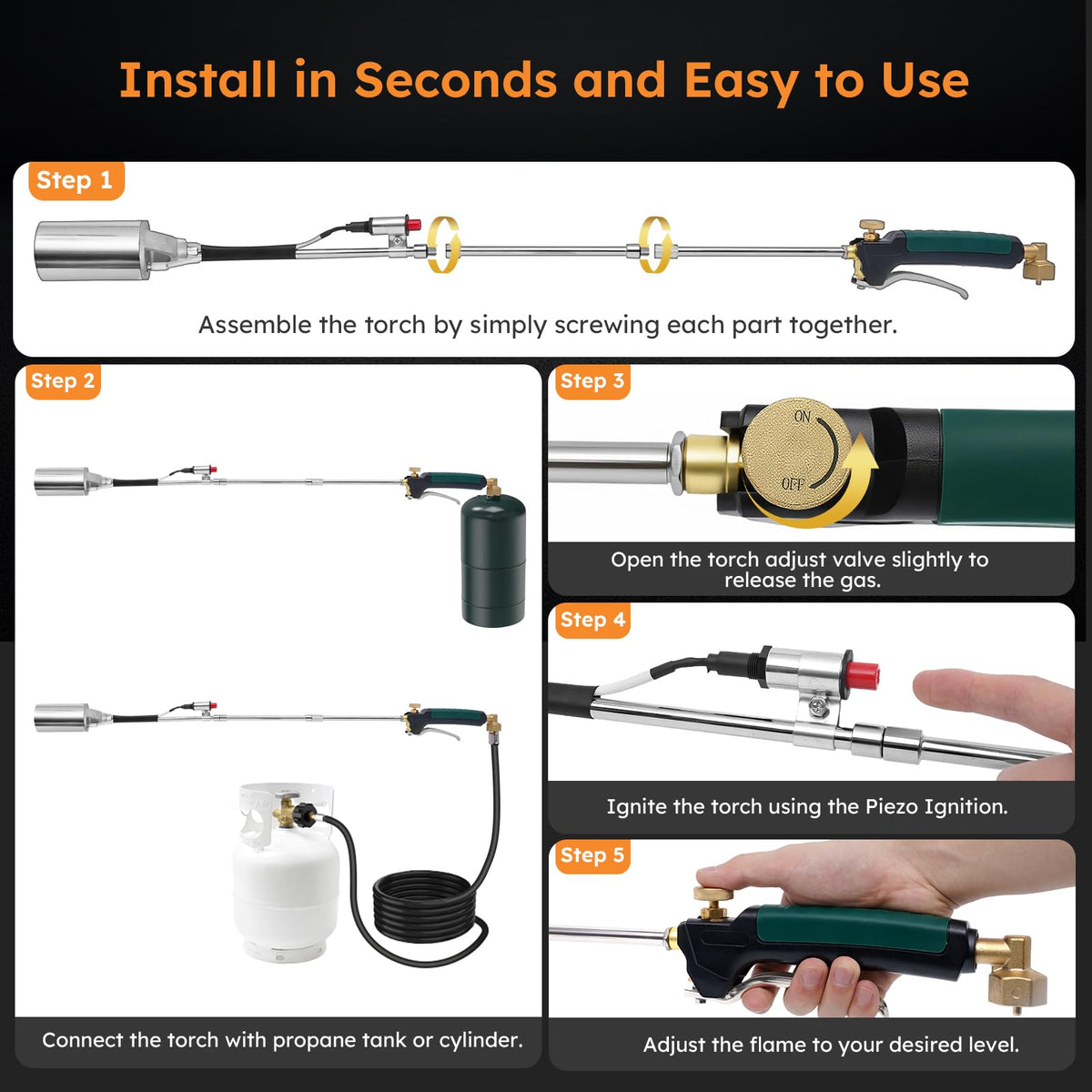 HomeyVenture weed burner with piezo igniter offers safe, one-handed start.