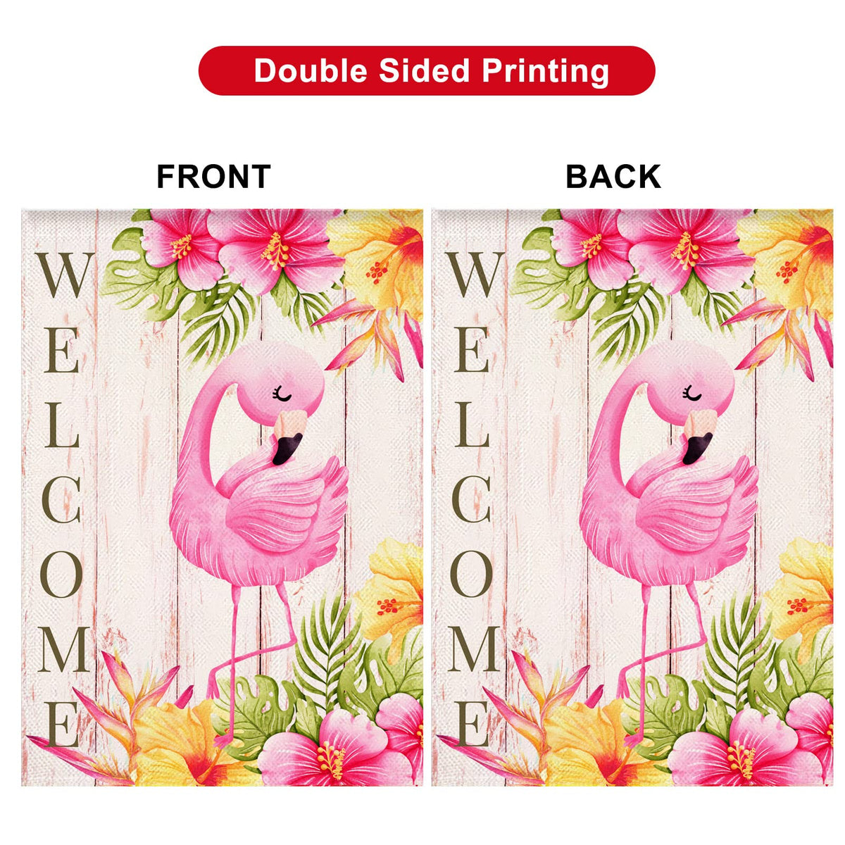 HOMFREEST Flamingo garden decor flag adding tropical flair to outdoor spaces.