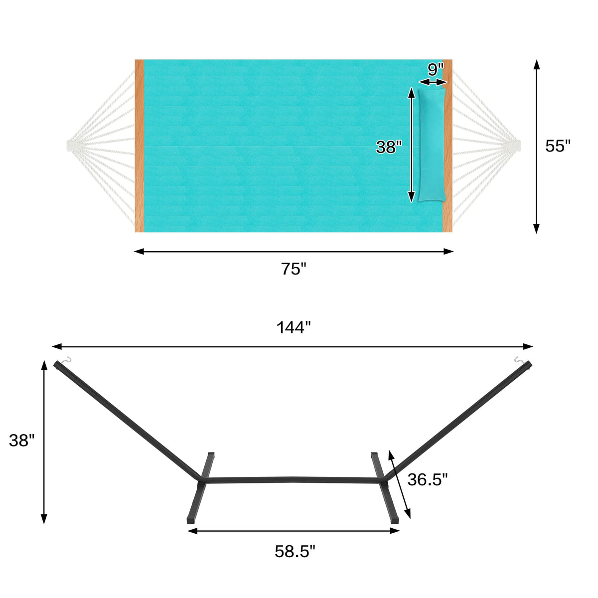 Portable steel stand allows quick setup and easy relocation.