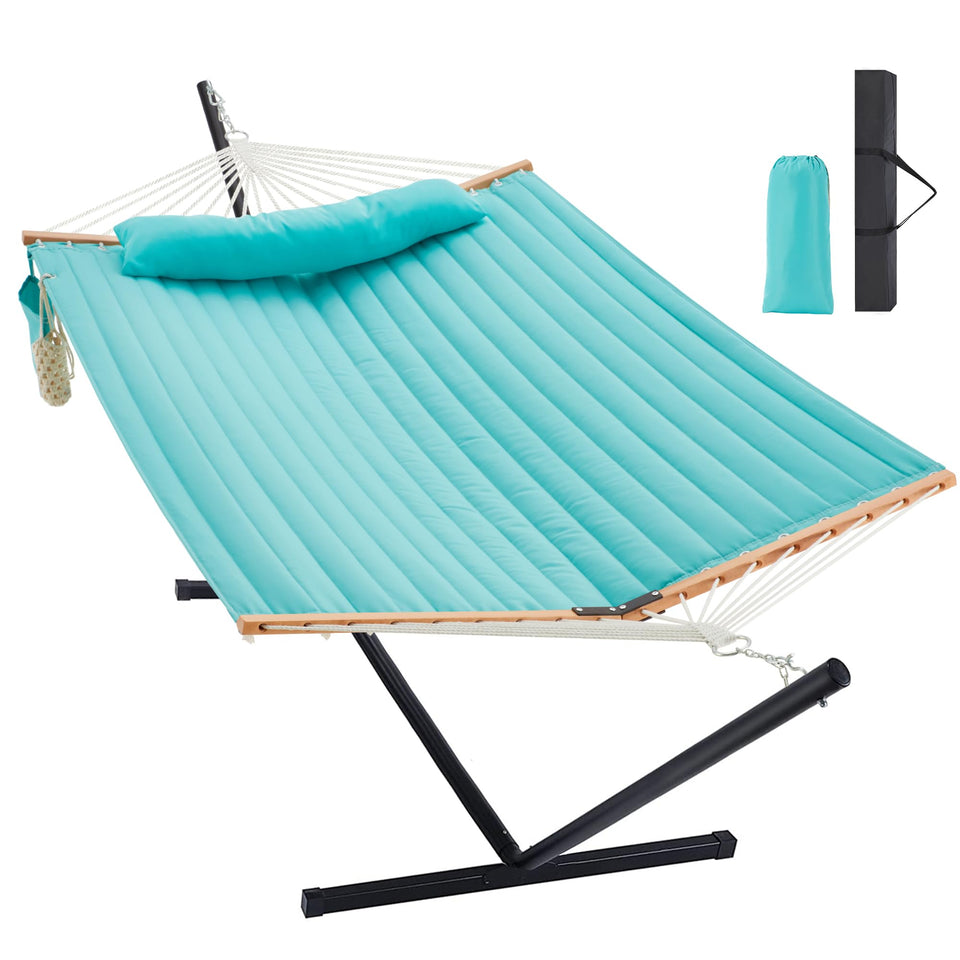 Homgava Aruba two-person hammock with a sturdy steel stand for outdoor use.